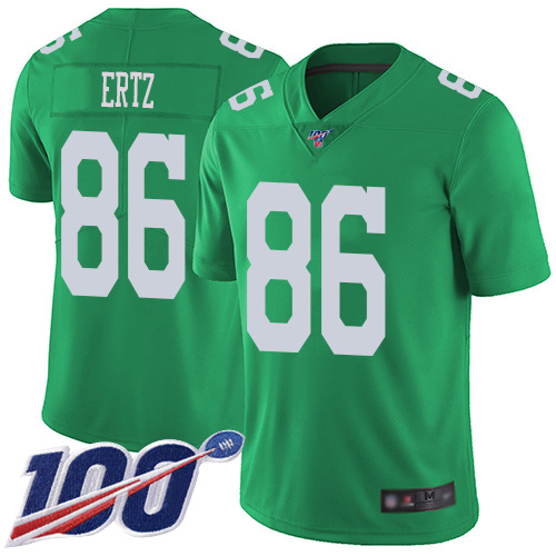 Men Philadelphia Eagles 86 Zach Ertz Limited Green Rush Vapor Untouchable NFL Jersey 100th Season Football